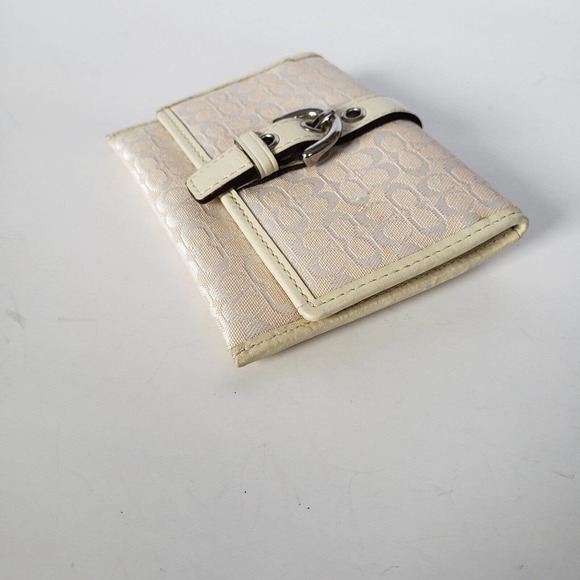COACH Purse Card Wallet Cream White Leather Mini CC Monogram Small 4x3 Envelope - Picture 6 of 8